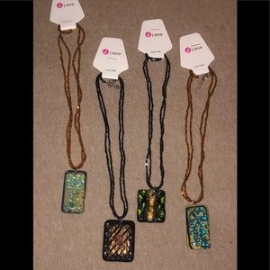Hand-Blown Glass Pendants on Double Beaded Chain.
